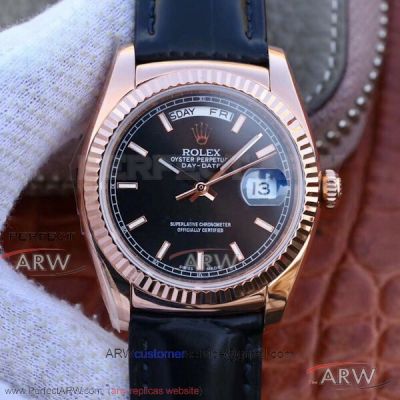 Swiss Replica V3 Upgrade Rolex Oyster Perpetual Day Date 36 MM Black Dial 904L Steel 2836-2 Watch